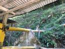 Coffee beans are transported from the hills via network of pipes that flow the beans towards the facility in the valley